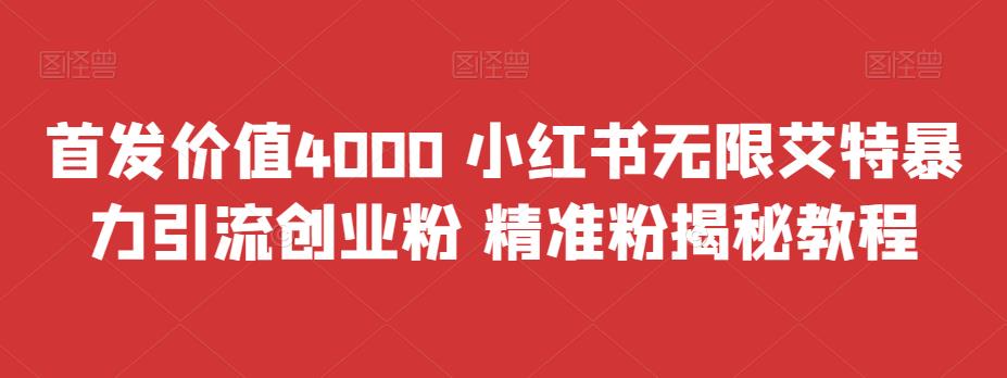 首发价值4000 小红书无限艾特暴力引流创业粉 精准粉揭秘教程-行动派