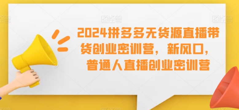 2024拼多多无货源直播带货创业密训营，新风口，普通人直播创业密训营-行动派