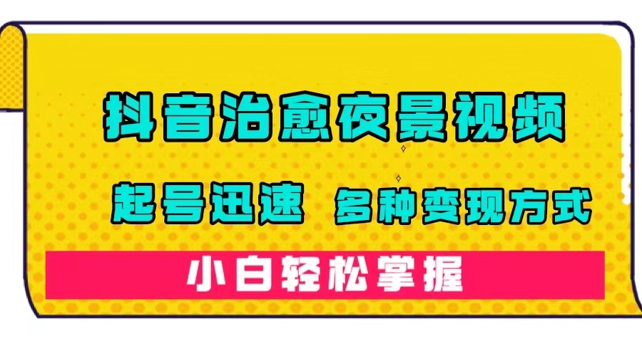 抖音治愈系夜景视频，起号迅速，多种变现方式，小白轻松掌握（附120G素材）-行动派