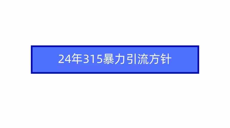 （9398期）2024年315暴力引流方针-行动派