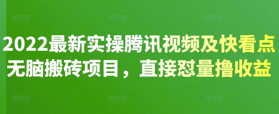 2022最新实操腾讯视频及快看点无脑搬砖项目，直接怼量撸收益￼-行动派