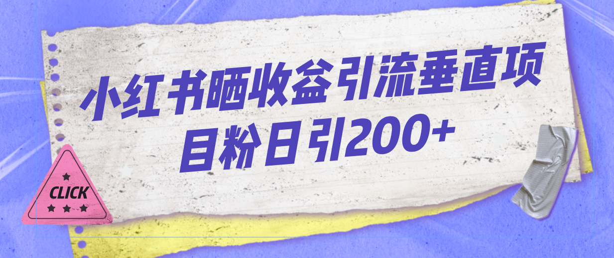 小红书晒收益图引流垂直项目粉日引200+-行动派