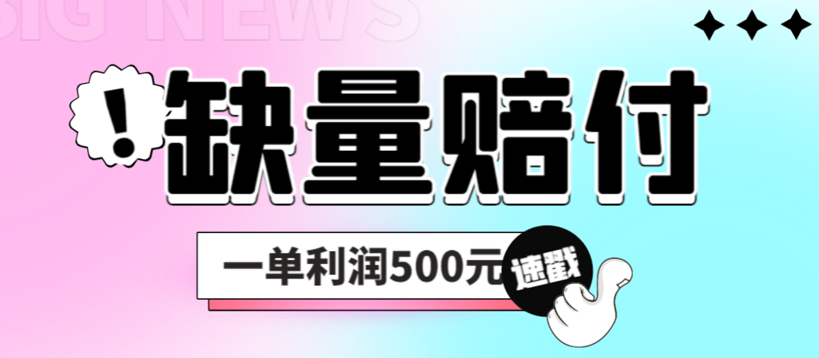 最新多平台缺量赔付玩法，简单操作一单利润500元-行动派