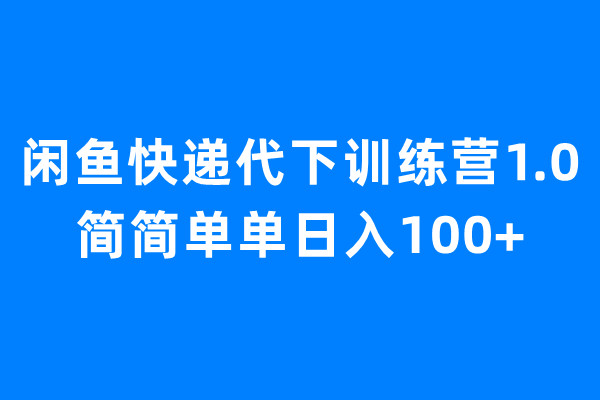 闲鱼快递代下训练营1.0，简简单单日入100+-行动派