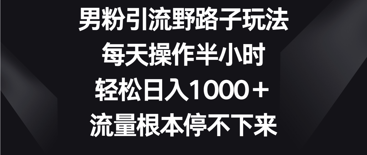 男粉引流野路子玩法，每天操作半小时轻松日入1000＋，流量根本停不下来-行动派