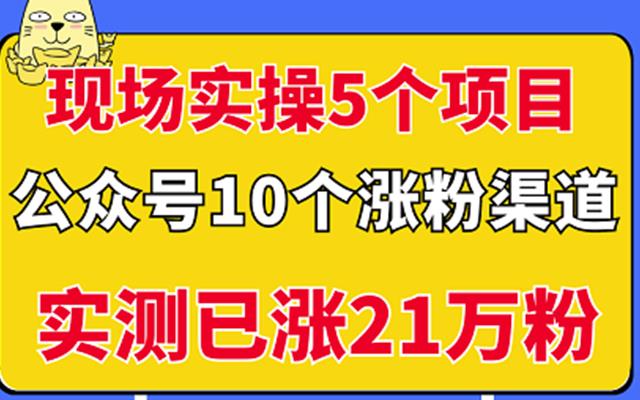 现场实操5个公众号项目，10个涨粉渠道，实测已涨21万粉！￼-行动派