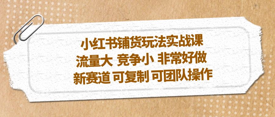 小红书铺货玩法实战课，流量大 竞争小 非常好做 新赛道 可复制 可团队操作-行动派