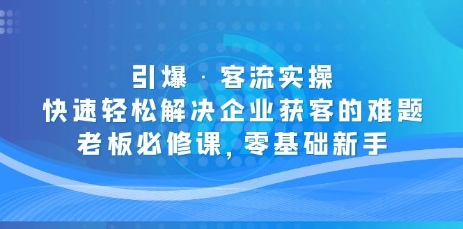 引爆·客流实操：快速轻松解决企业获客的难题，老板必修课，零基础新手-行动派