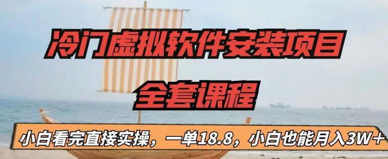 冷门虚拟软件安装项目，一单18.8，小白也能月入3W＋-行动派