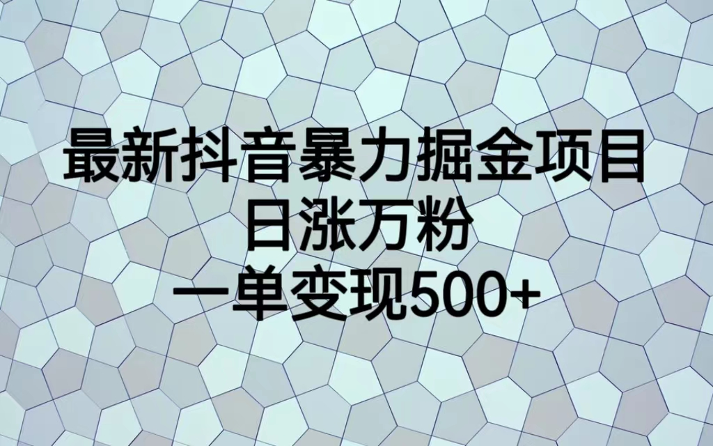 最火热的抖音暴力掘金项目，日涨万粉，多种变现方式，一单变现可达500+-行动派