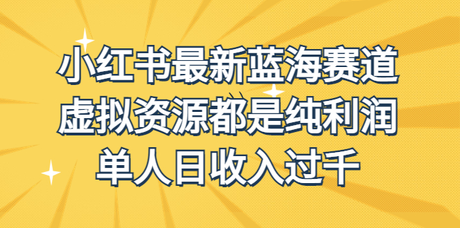 外面收费1980的小红书最新蓝海赛道，虚拟资源都是纯利润，单人日收入过千-行动派