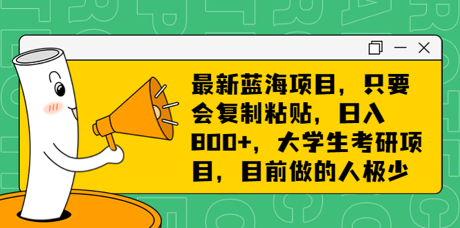 最新蓝海项目，只要会复制粘贴，日入800+，大学生考研项目，目前做的人极少-行动派