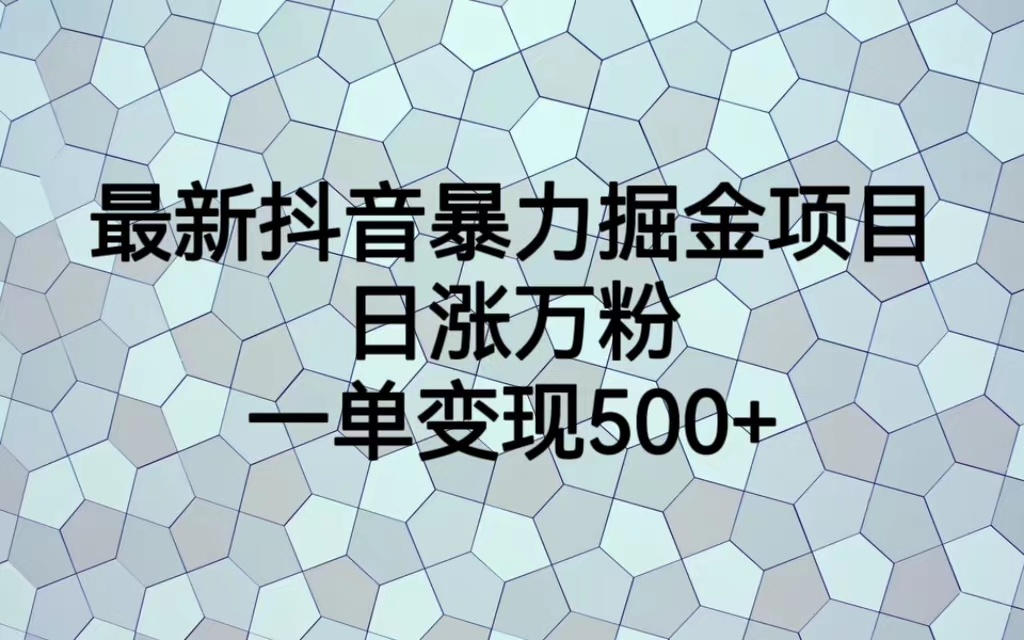 最新抖音暴力掘金项目，日涨万粉，一单变现500+-行动派