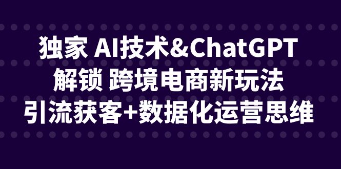 独家 AI技术&ChatGPT解锁 跨境电商新玩法，引流获客+数据化运营思维-行动派