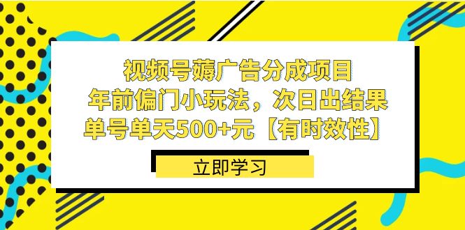 视频号薅广告分成项目，年前偏门小玩法，次日出结果，单号单天500+元-行动派