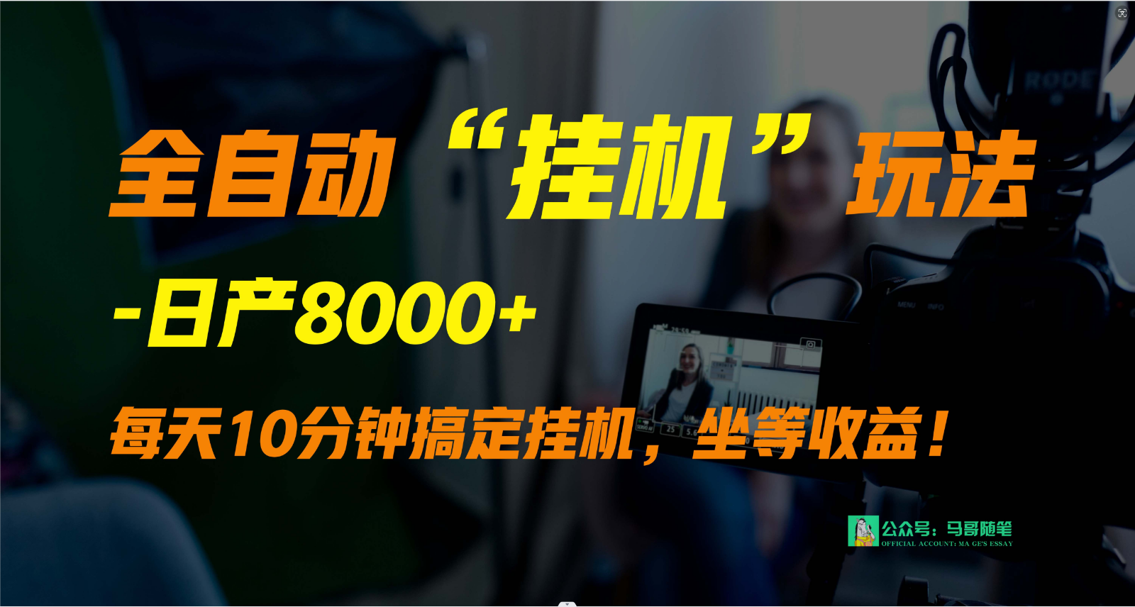 外面卖1980的全自动“挂机”玩法，实现睡后收入，日产8000+-行动派