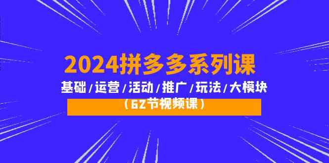 （10019期）2024拼多多系列课：基础/运营/活动/推广/玩法/大模块（62节视频课）-行动派