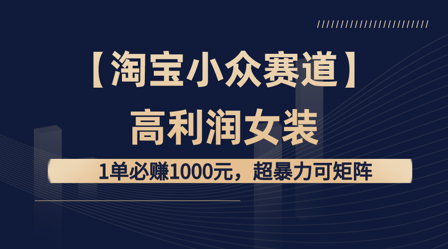 【淘宝小众赛道】高利润女装：1单必赚1000元，超暴力可矩阵-行动派