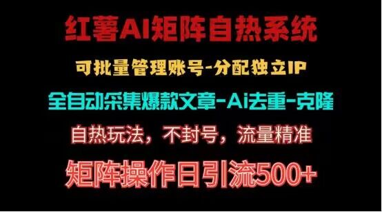 红薯矩阵自热系统，独家不死号引流玩法！矩阵操作日引流500+-行动派