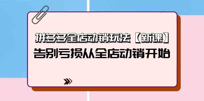 （9974期）拼多多全店动销玩法【新课】，告别亏损从全店动销开始（4节视频课）-行动派