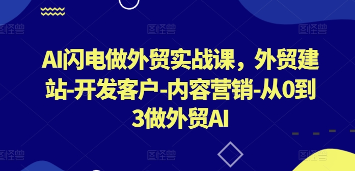 AI闪电做外贸实战课，​外贸建站-开发客户-内容营销-从0到3做外贸AI-行动派