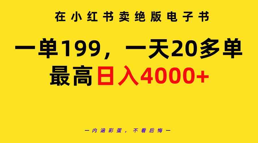 （9401期）在小红书卖绝版电子书，一单199 一天最多搞20多单，最高日入4000+教程+资料-行动派