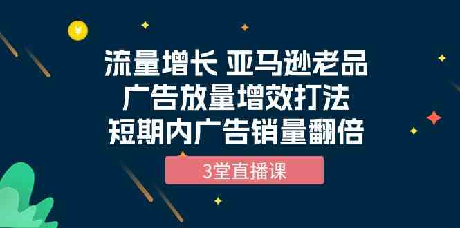 流量增长 亚马逊老品广告放量增效打法，短期内广告销量翻倍（3堂直播课）-行动派