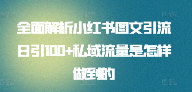 全面解析小红书图文引流日引100+私域流量是怎样做到的-行动派