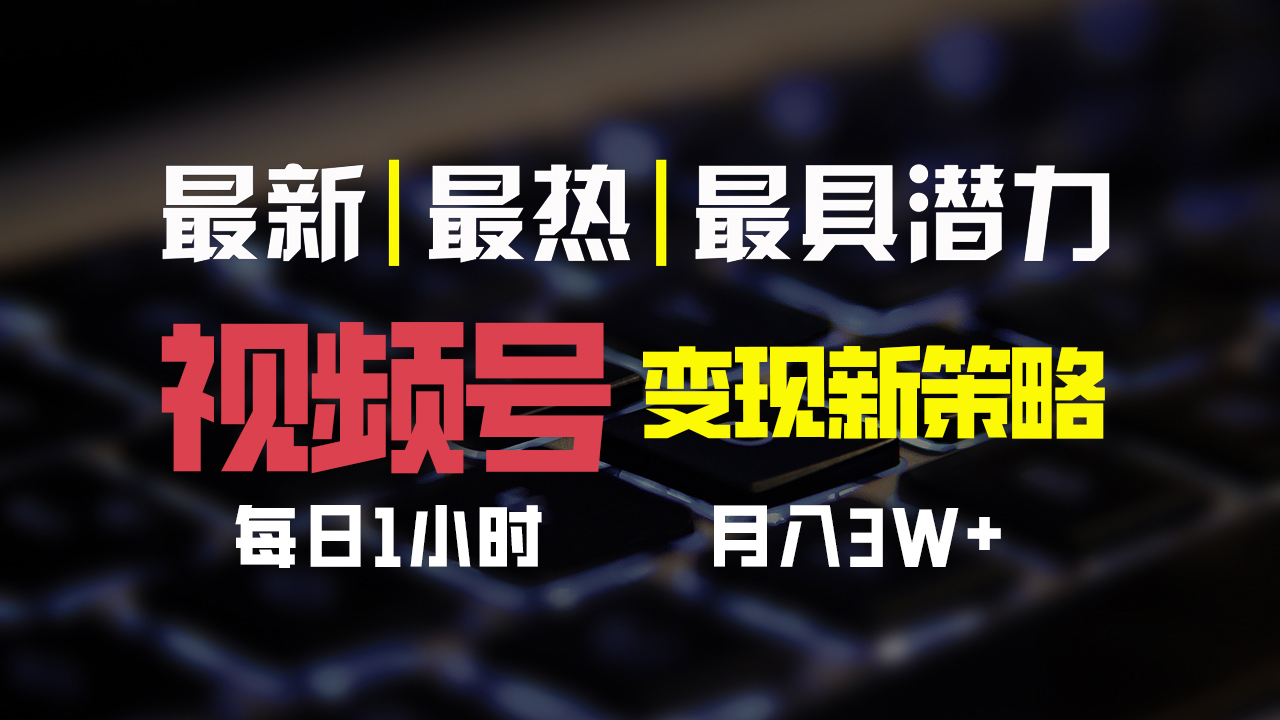 视频号变现新策略，每日一小时月入30000+-行动派