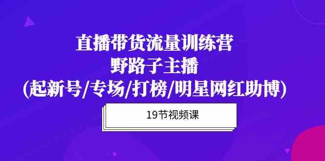 直播带货流量特训营，野路子主播(起新号/专场/打榜/明星网红助博)-行动派