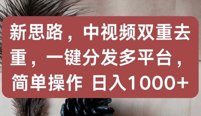 新思路，中视频双重去重，一键分发多平台，简单操作，日入1000+-行动派