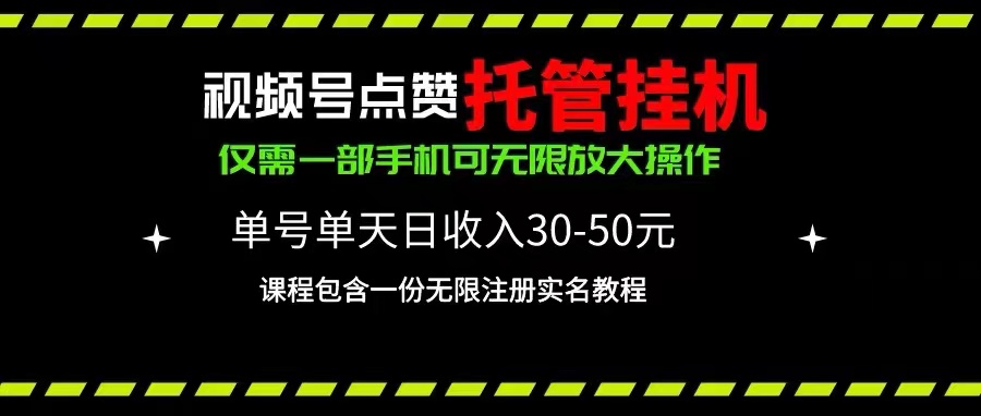 （10644期）视频号点赞托管挂机，单号单天利润30~50，一部手机无限放大（附带无限…-行动派