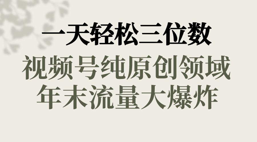 一天轻松三位数，视频号纯原创领域，春节童子送祝福，年末流量大爆炸，-行动派