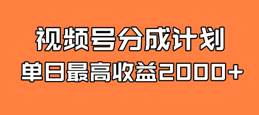 全新蓝海 视频号掘金计划 日入2000+-行动派