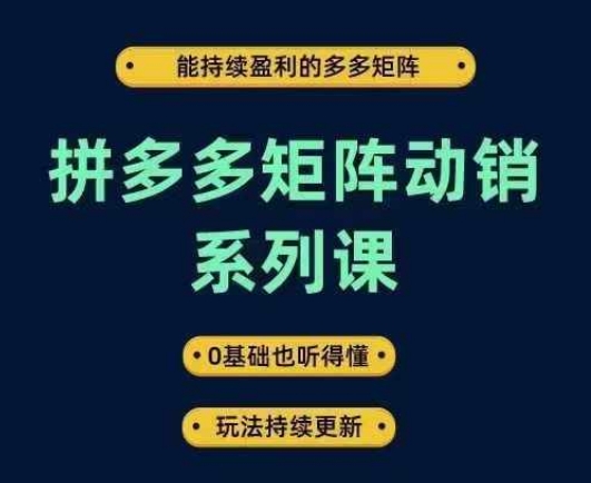 拼多多矩阵动销系列课，能持续盈利的多多矩阵，0基础也听得懂，玩法持续更新-行动派